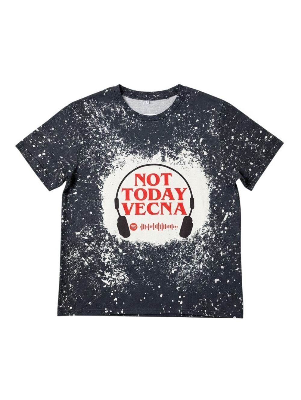 Stranger Things Not Today Vecna Graphic Tee Sz M Bleached Navy Acid Wash
